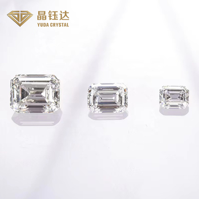 Excelente corte de esmeralda forma elegante HPHT laboratório criado diamante polido para anéis
